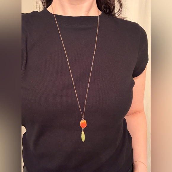 Agapantha Chelsea Necklace Gold Fill 14K Jade Jade Carnelian Gemstones Handmade